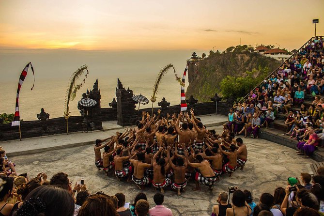 Bali Famous Beach, Kecak Dance, Uluwatu Temple, Sunset, Dinner - Suluban Beach from the cliff-top cafes