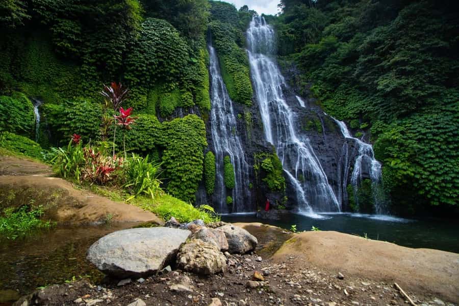 Bali: Munduk Waterfalls Trek, Twin Lakes and Temple Tour - Banyumala Twin Waterfall brings the swim break