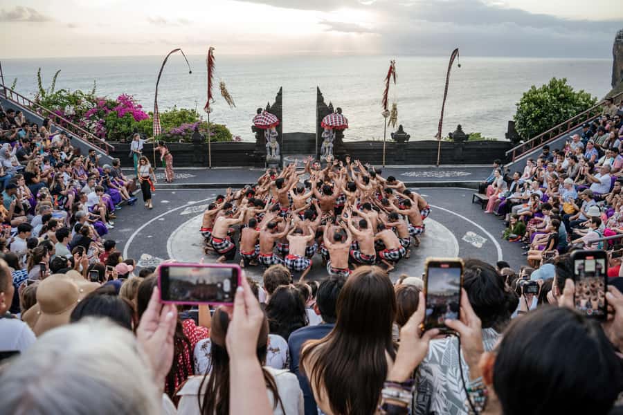 Bali: Padang Beach, Uluwatu Kecak Fire Dance, & Suluban Tour - The Kecak Fire Dance at sunset