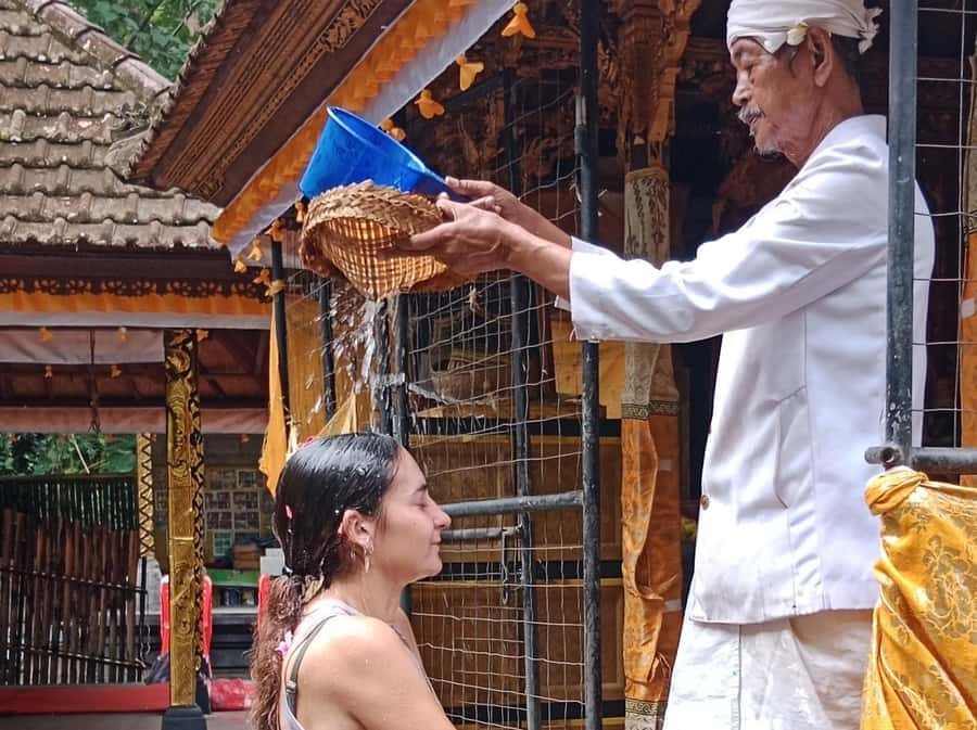 Bali: Sidemen Waterfall tour and temple purification - The purification ritual at a local temple