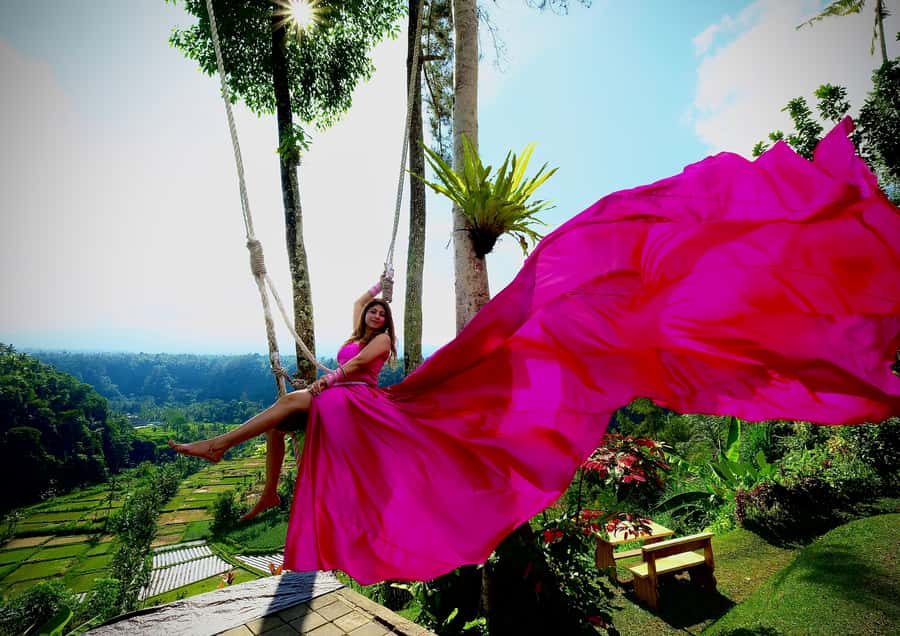 Bali: Swing with Falls, Rice Terrace, & Monkey Forest Option - The jungle swing and its photo routine