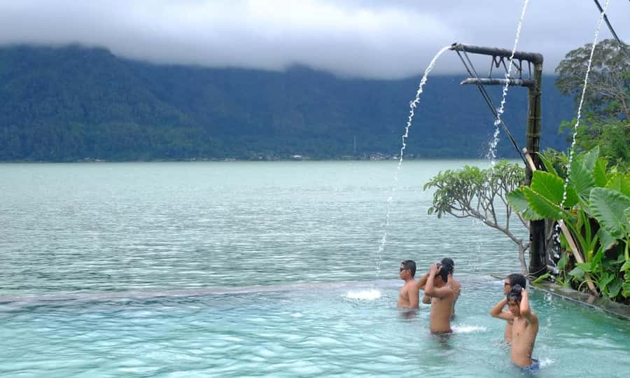 Bali: Trunyan Cemetery, Hot Springs, and Penglipuran Village - Batur Natural Hot Spring and the view across the lake