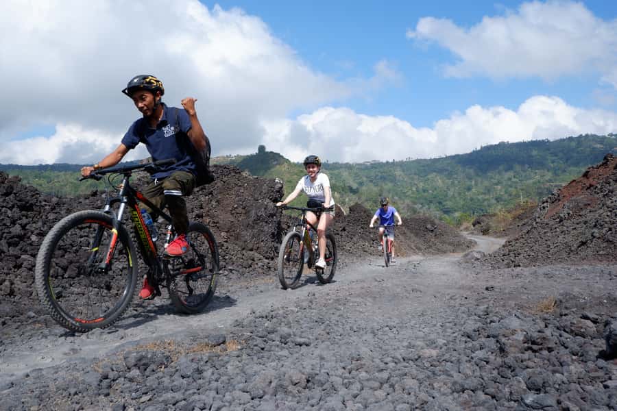 Mount Batur: Black Lava Cycling Tour w/ Natural Hot Spring - The black lava route and its roughest sections