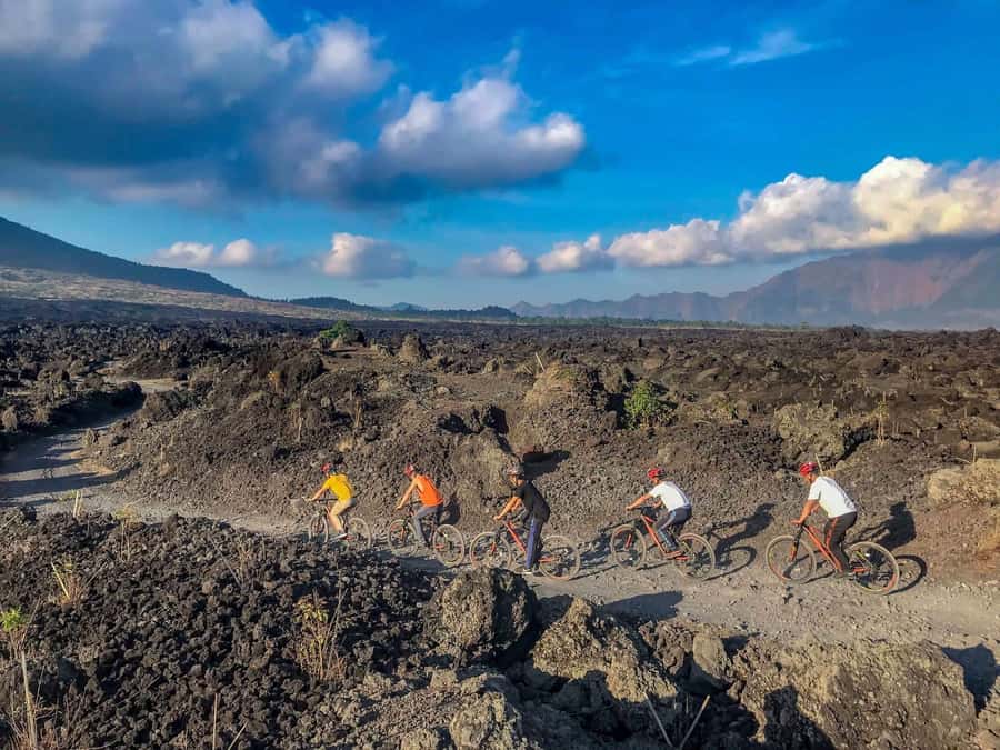 Mount Batur: Black Lava Cycling Tour w/ Natural Hot Spring - Villages, temple views, and Lake Batur