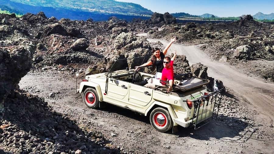 Mount Batur: Private Volkswagen Jeep Volcano Safari - Black lava, forest, and the old crater