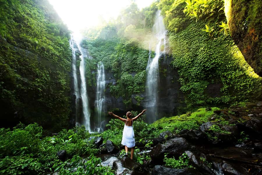 North Bali: Sekumpul Waterfalls and Ulun Danu Temple Tour - Sekumpul Waterfalls: a beautiful reward for a serious climb