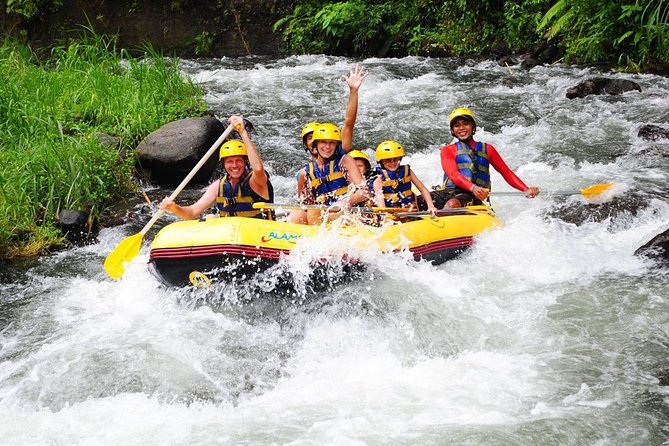 Telaga Waja River Rafting Bali & Zipline (Less Stairs) - A waterfall stop breaks up the white water