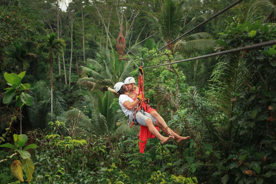 Ubud: Half-Day Zipline and Jungle Swing Adventure - The natural jungle pool and its steep staircase
