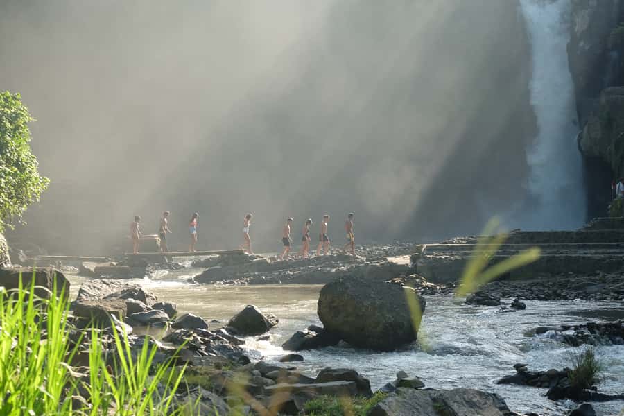 Ubud: Tegenungan Waterfall, Snorkeling, and Canyoning Tour - Tegenungan Waterfall, cool water and a busy setting
